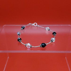 7 Inch 925 Sterling Silver Liquid Silver Crystals Bracelet